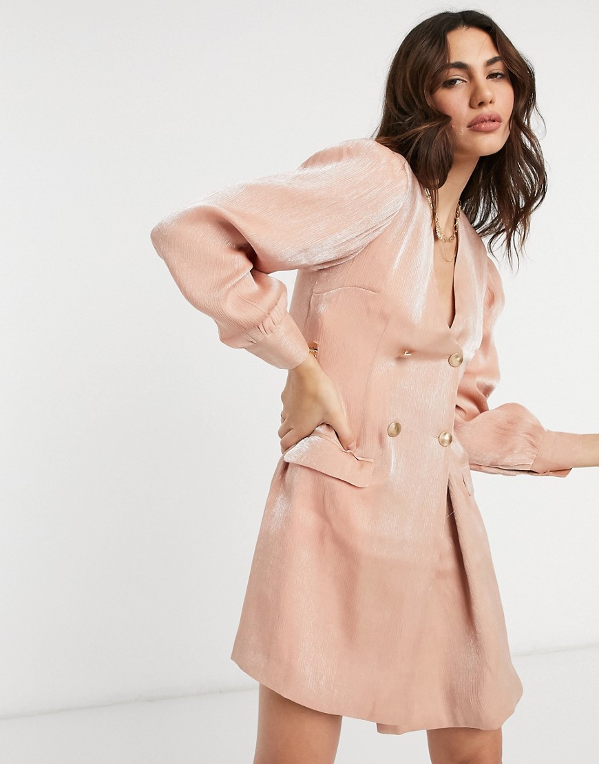 Unique21 tailored shimmer mini blazer dress-Pink