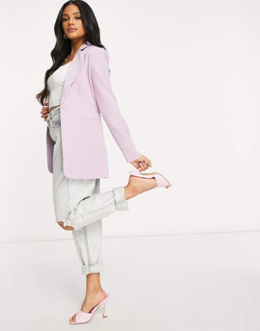 Unique21 tailored single button blazer in lilac, 4 of 4