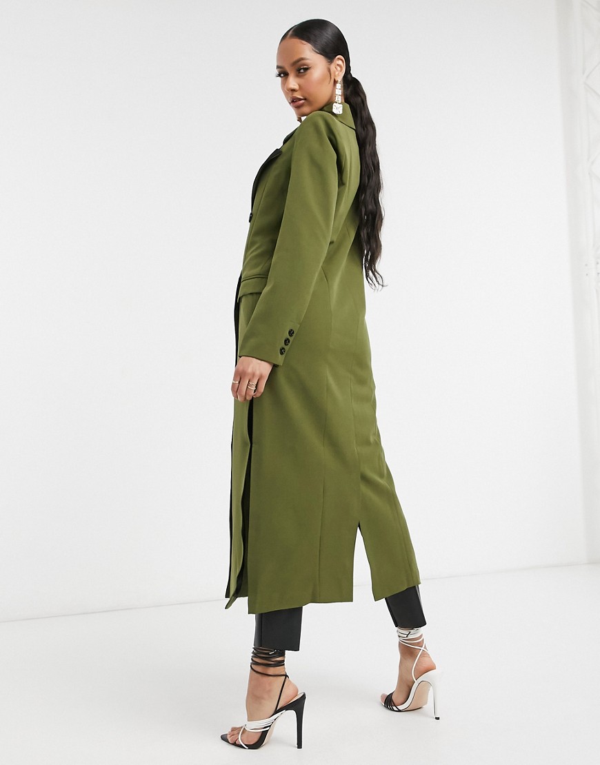 Unique21 tailored trench coat in khaki-Green