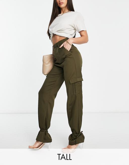 Unique21 - Tall - Cargobroek met hoge taille in kaki