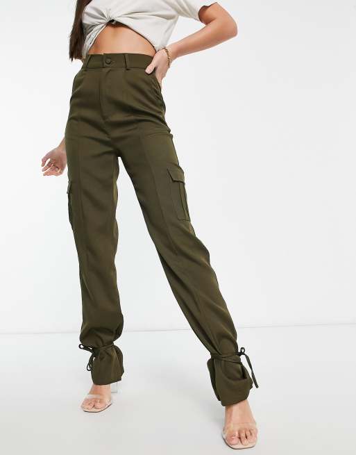 Spanx high waist skinny cargo pants in beige