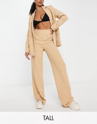Unique21 Tall high waisted tailored trouser co-ord in beige-Neutral