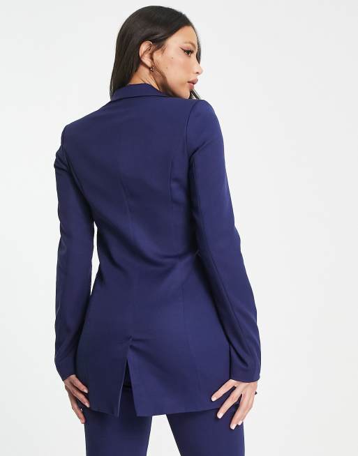 Long navy blue discount blazer