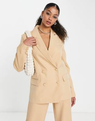 Unique21 Tall oversized dad blazer coord in beige-Neutral