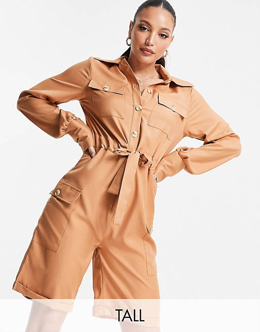 Unique21 Tall utility playsuit in camel