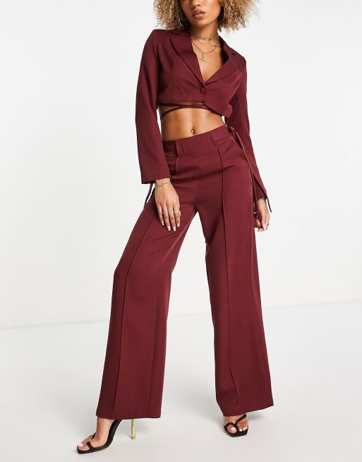 Wine wide shop leg trousers