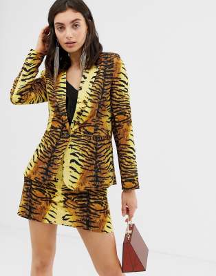 tiger print blazer