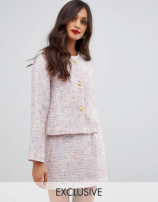 UNIQUE21 tweed fitted blazer co-ord