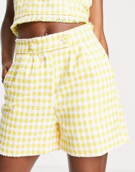 Unique21 tweed high waisted shorts in yellow (part of a set)