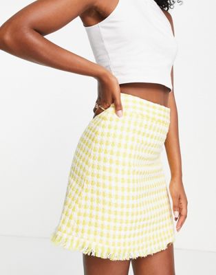 Unique21 tweed mini skirt co-ord in yellow