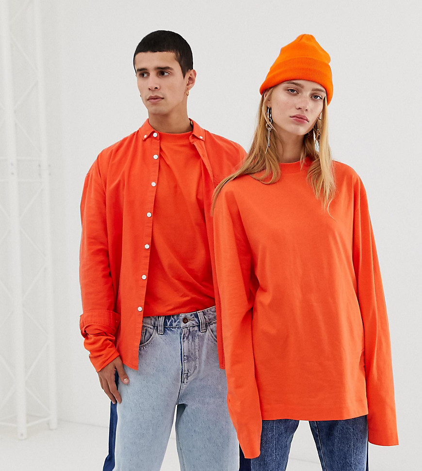 Unisex t-shirt med lange ærmer fra COLLUSION-Orange