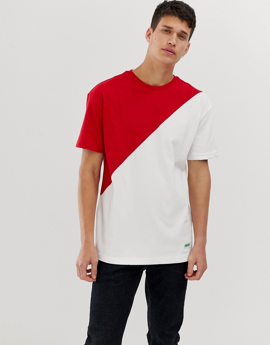 United Colors Of Benetton - Lang T-shirt met split en inzetstukken-Wit