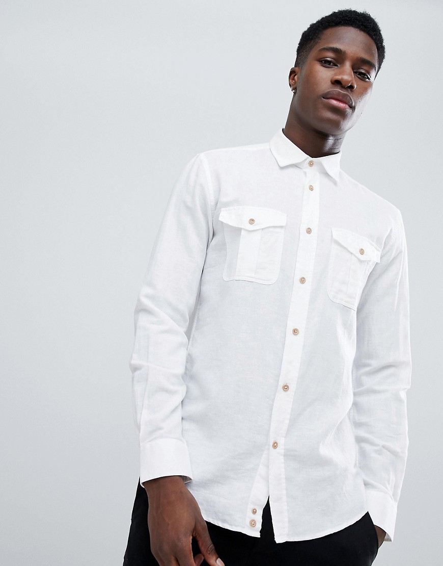 United Colors of Benetton Linen Mix Shirt in White