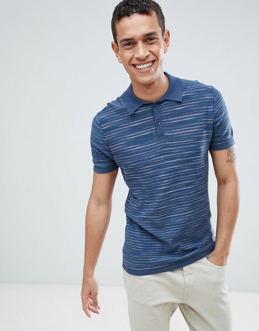 United Colors Of Benetton - Polo in maglia a righe mélange-Navy