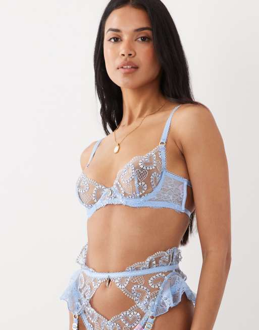Untold Story Follow Your Heart balcony bra in pale blue , 2 of 5