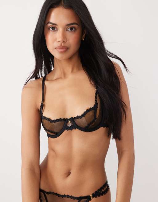 Untold Story Kiss And Tell underwire balconette bra in black, 2 of 5