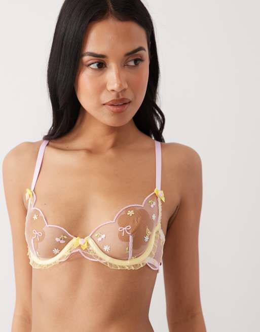 Untold Story Sweetheart Sorbet underwired bra in pastel fruit print, 3 of 5