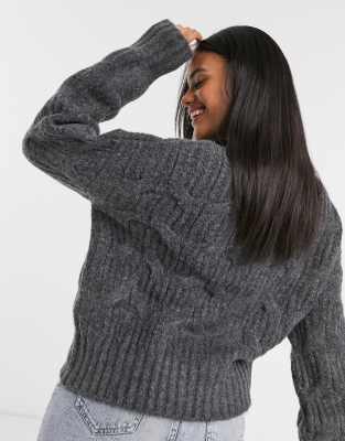 balloon sleeve cable knit cardigan