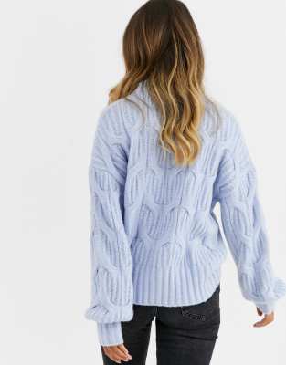 balloon sleeve cable knit sweater