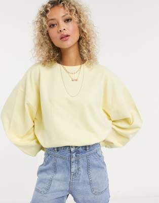 pastel yellow crew neck sweatshirt