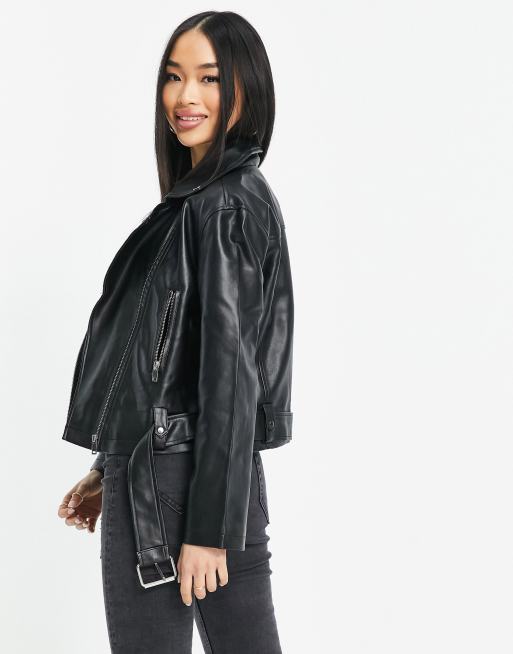 Urban Bliss - Blouson en imitation cuir style motard - Noir, 3 de 4