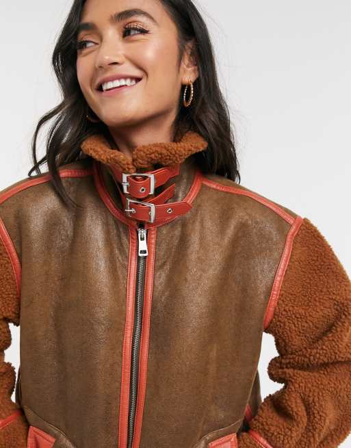 Urban Bliss borg jacket in in brown