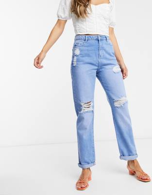 Urban Bliss - Boyfriend jeans met scheuren in mid wash | ASOS