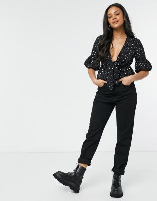 bubble hem black top