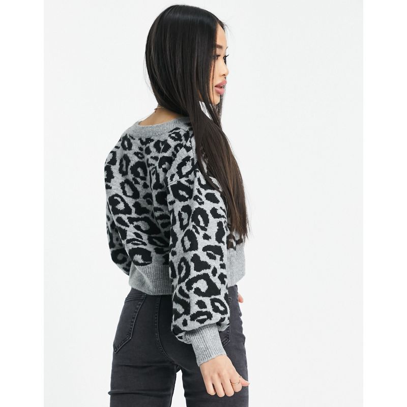 Donna  Urban Bliss - Cardigan grigio con stampa leopardata in coordinato