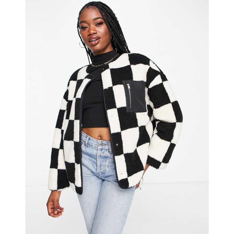 Checkered jacket black and white sale