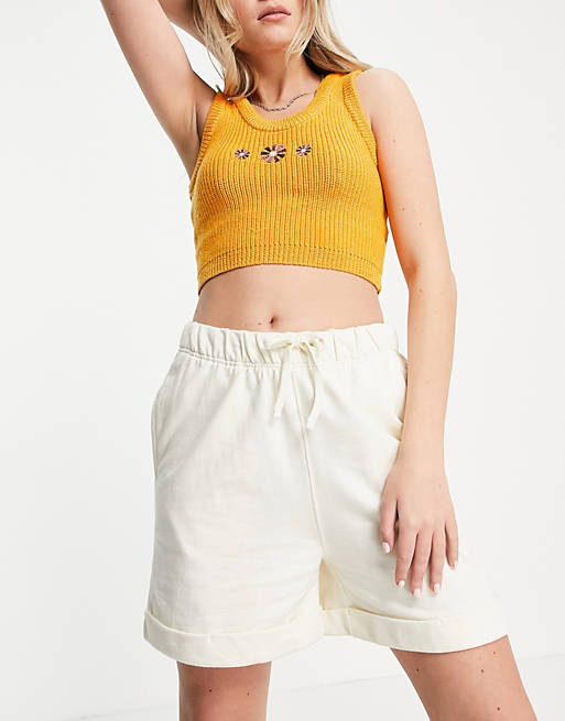 Urban Bliss co-ord turn up shorts in yellow