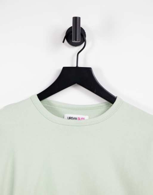 Urban Bliss co-ord volume sleeve crop sweatshirt in green, 4 of 4