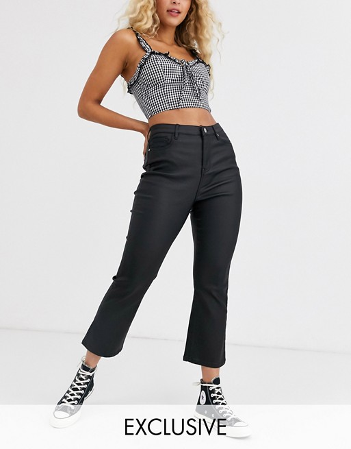 Urban Bliss coated crop kick flare jeans