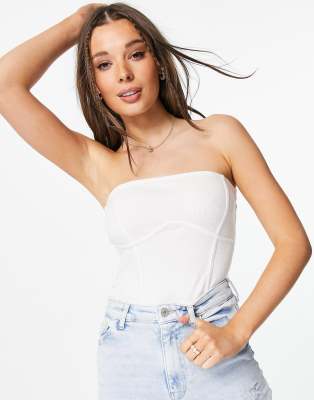 Urban Bliss corset detail bodysuit in white