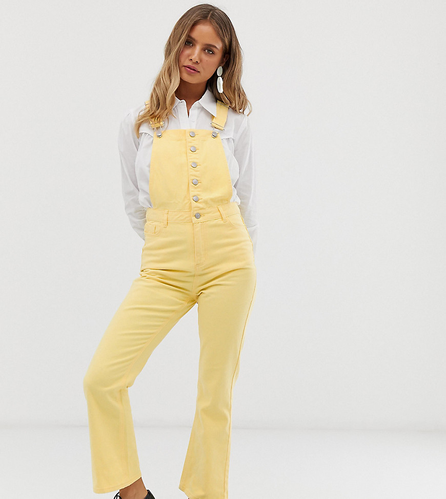 Urban Bliss cropped kick flare dungarees-Yellow