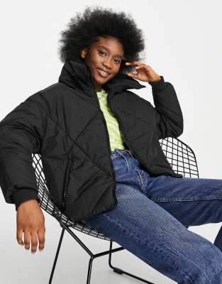 Urban Bliss diamond quilted jacket in black - ASOS Price Checker