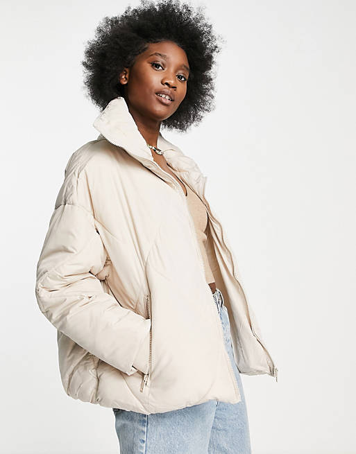 Urban Bliss diamond quilted jacket in cream
