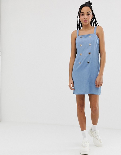 Urban Bliss double breasted chambray mini dress
