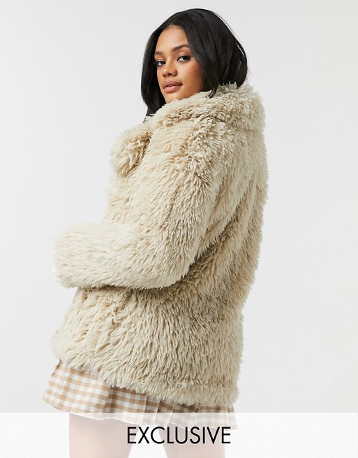 Urban Bliss faux fur coat in cream