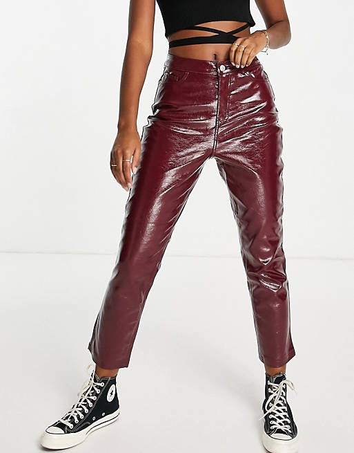 Urban Bliss faux leather pants in red