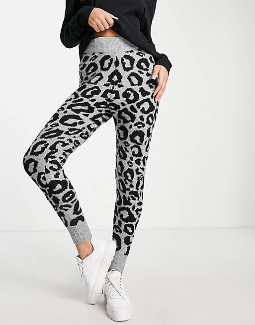 Tracksuits Urban Bliss grey leopard printed jogger co-ord in grey 