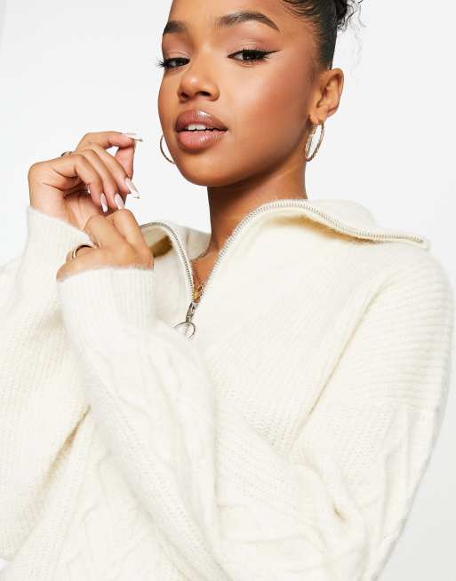 Urban Bliss half zip knit sweater in cream