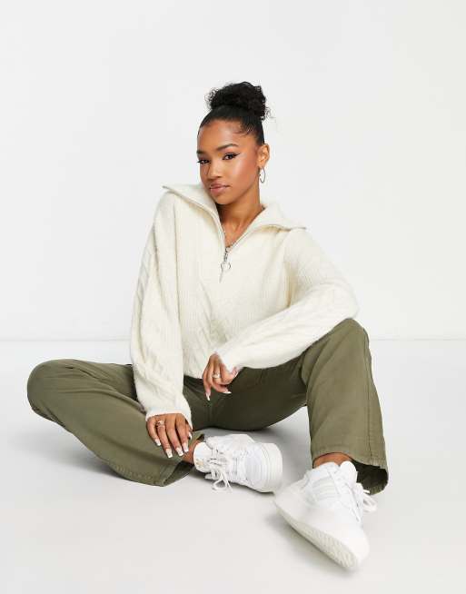 Urban Bliss half zip knit sweater in cream