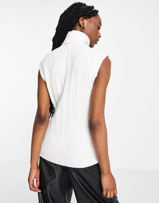 Urban Bliss high neck cable knit sleeveless sweater in cream