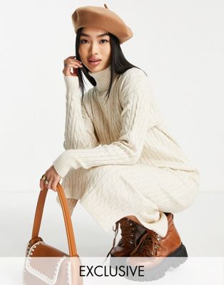 Urban Bliss high neck knitted dress in cream