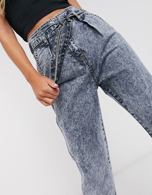 Urban Bliss high waisted relaxed mom jeans with belt