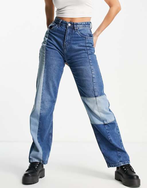 Urban Bliss - Jeans anni '90 con toppe, colore blu 