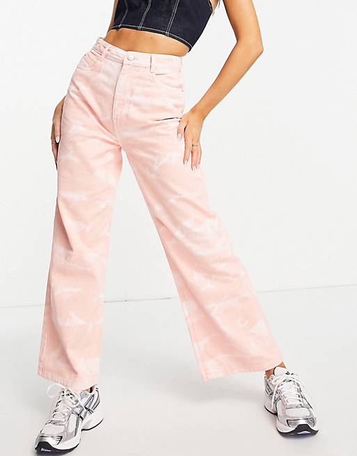 Urban Bliss - Jeans met wijde pijpen met inktprint in roze