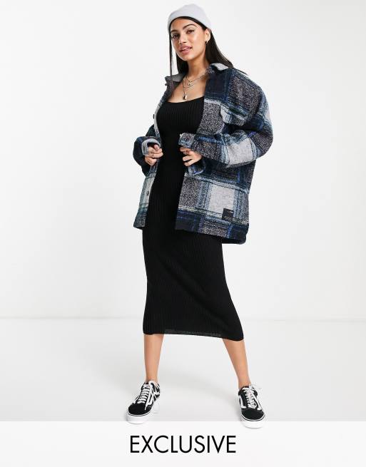 Urban Bliss knitted rib cami dress co ord in black
