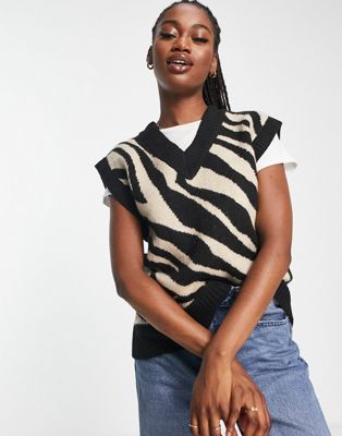 Urban Bliss knitted vest in zebra print - ASOS Price Checker
